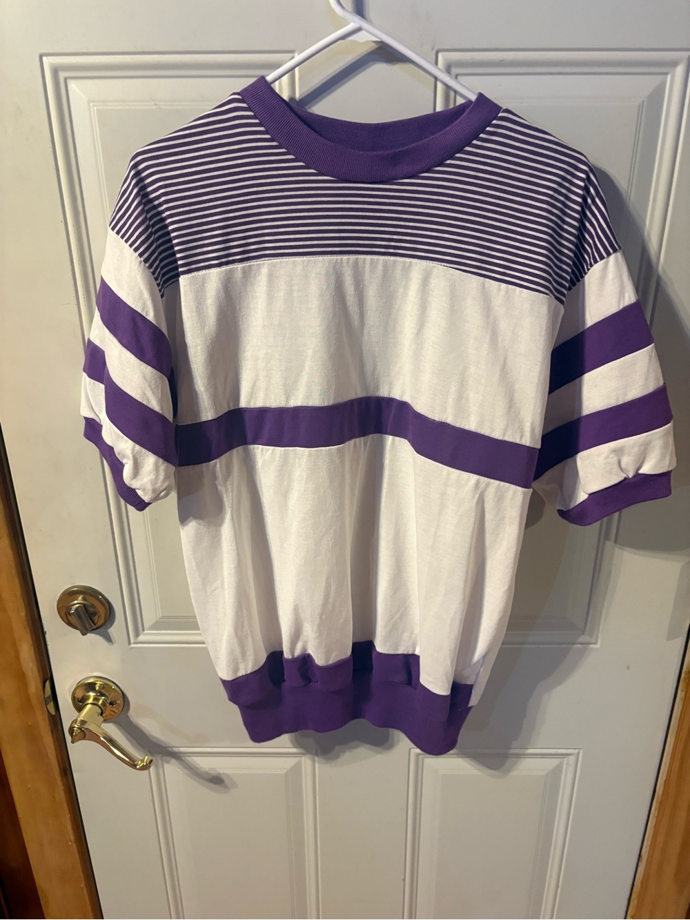 Vintage H. Valentina Purple & White Striped Rugby Style Top S